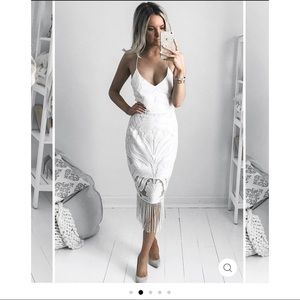 Two Sisters Lace White Fringe Dress